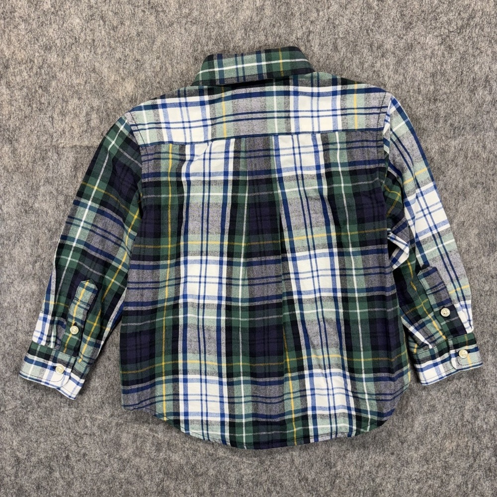 Polo Ralph Lauren Brushed Cotton Oxford Button Down Shirt Boy 2 Plaid Green Blue - Picture 6 of 7